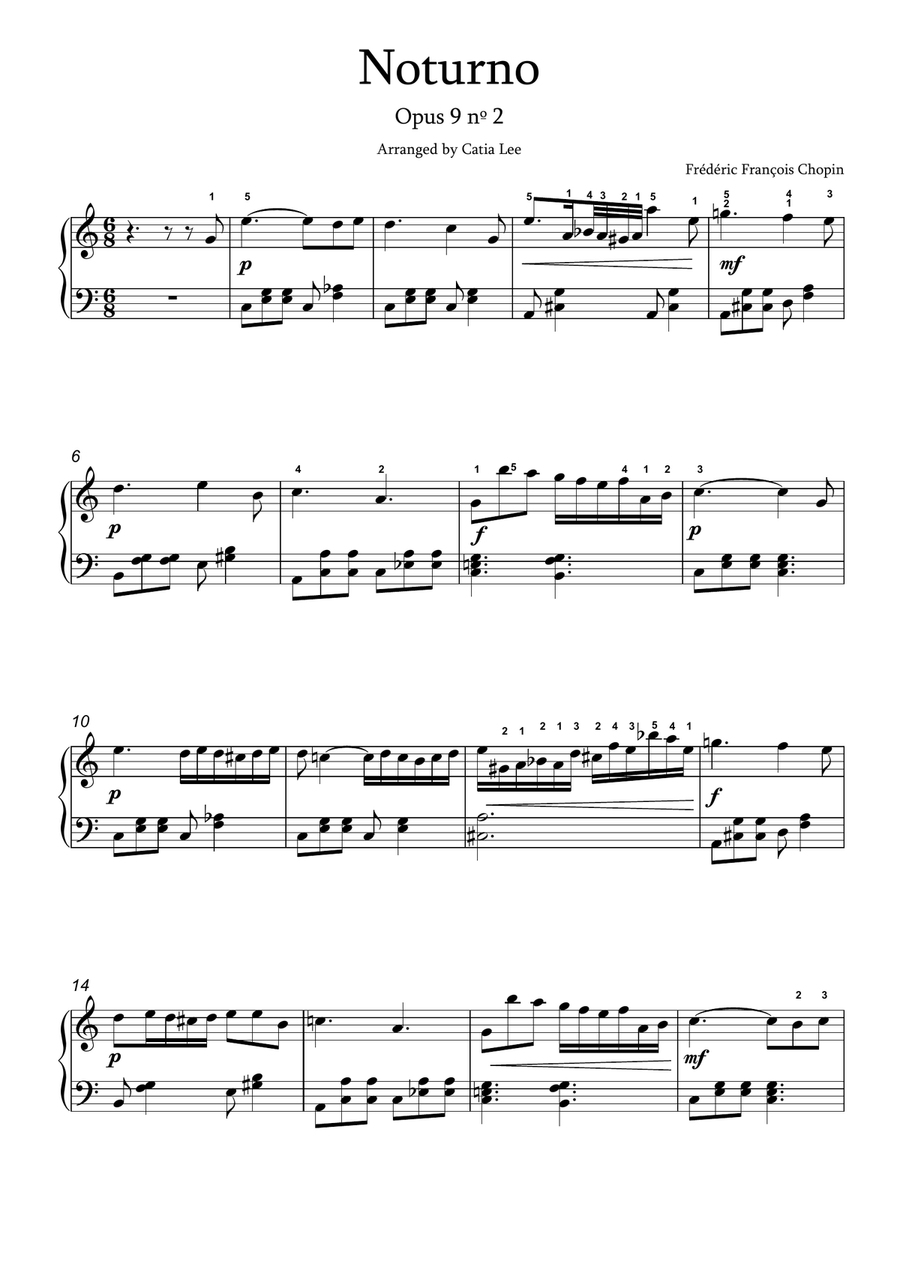 Noturno Opus 9 nº 2 - Chopin for piano solo Piano Solo scores gallery preview page 2