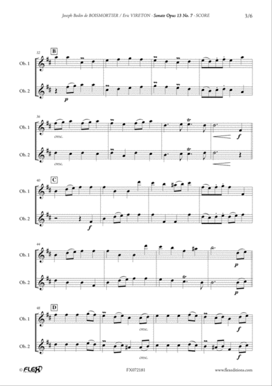 Sonata Opus 13 No. 7 Sonata Opus 13 No. 7 Woodwind Duet scores gallery preview page 3