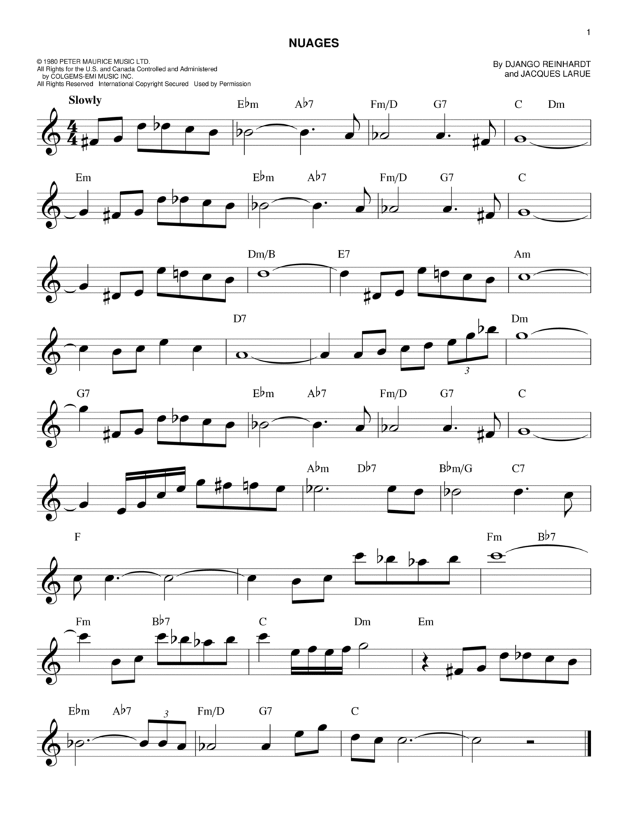 Nuages Piano scores gallery preview page 1