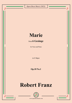 Book cover for Franz-Marie,in E Major,Op.18 No.1,for Voice and Piano