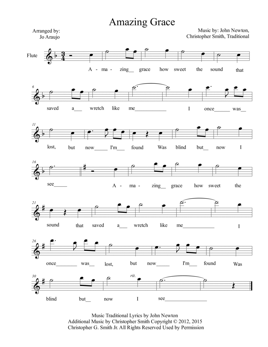 AMAZING GRACE Flute Solo scores gallery preview page 1