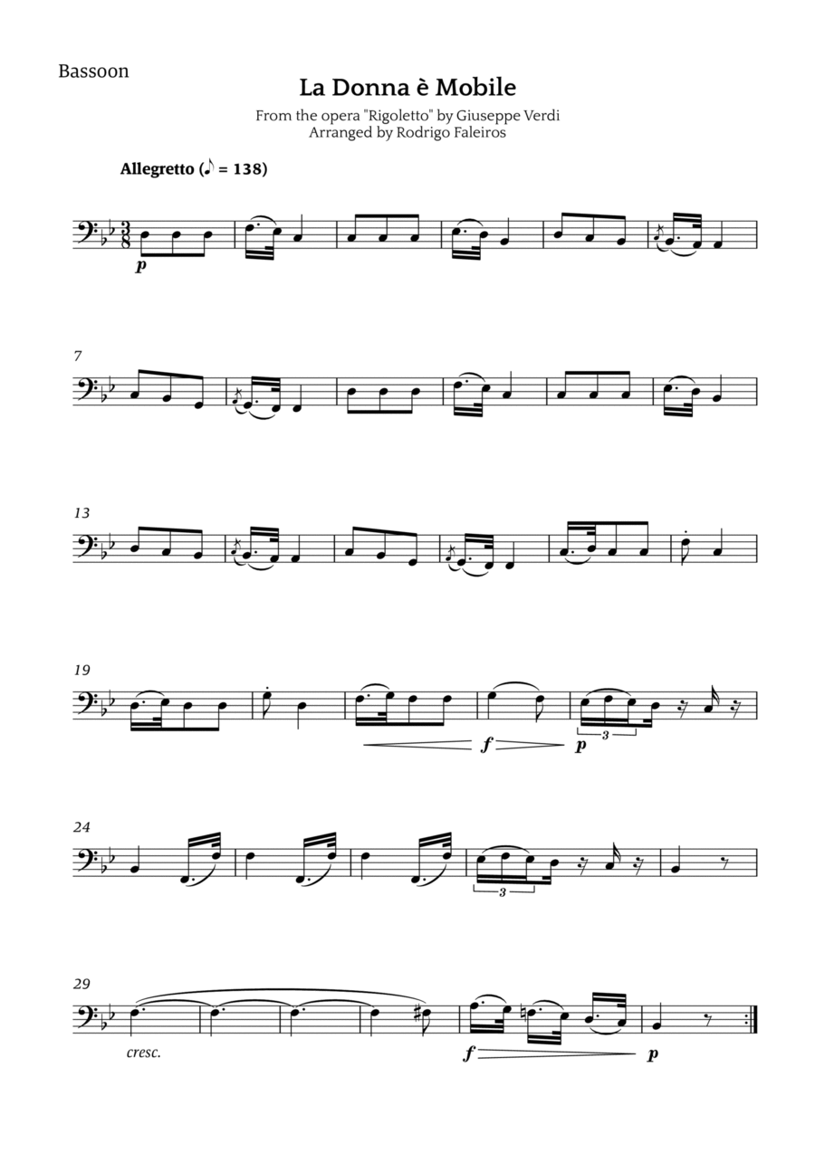 La Donna è Mobile Chamber Music scores gallery preview page 1