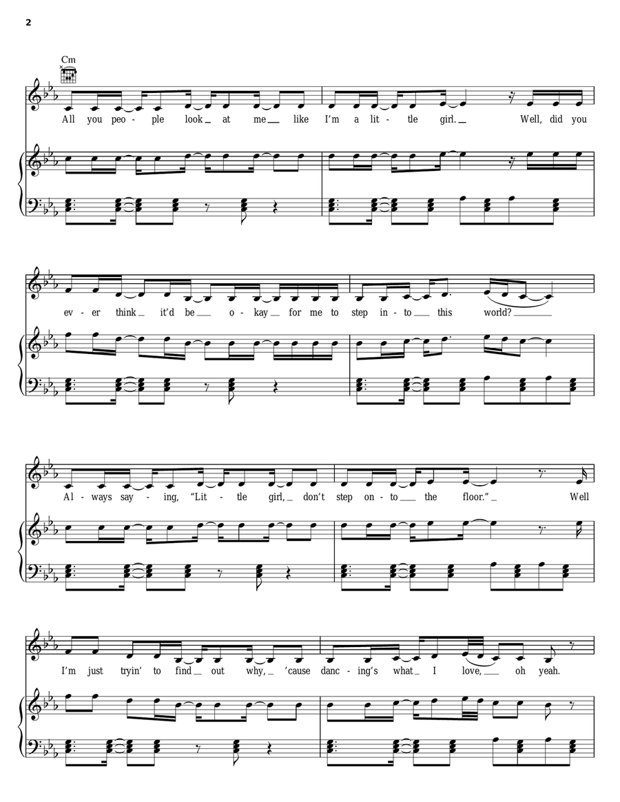 I'm A Slave 4 U Piano, Vocal, Guitar scores gallery preview page 2