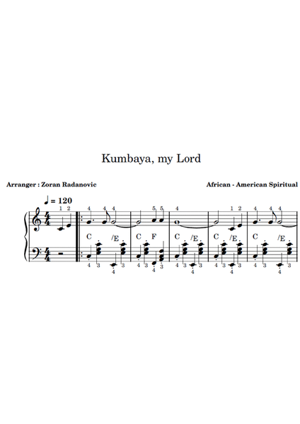 Kumbaya, my Lord - for accordion beginner image number null