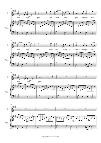 Auld Lang Syne, for (sopran or tenor) solo voice and piano image number null