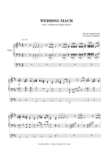 WEDDING MARCH - Felix B. Mendelssohn - Arr. for Organ 3 staff image number null