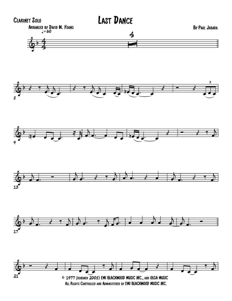 Last Dance B-Flat Clarinet scores gallery preview page 1