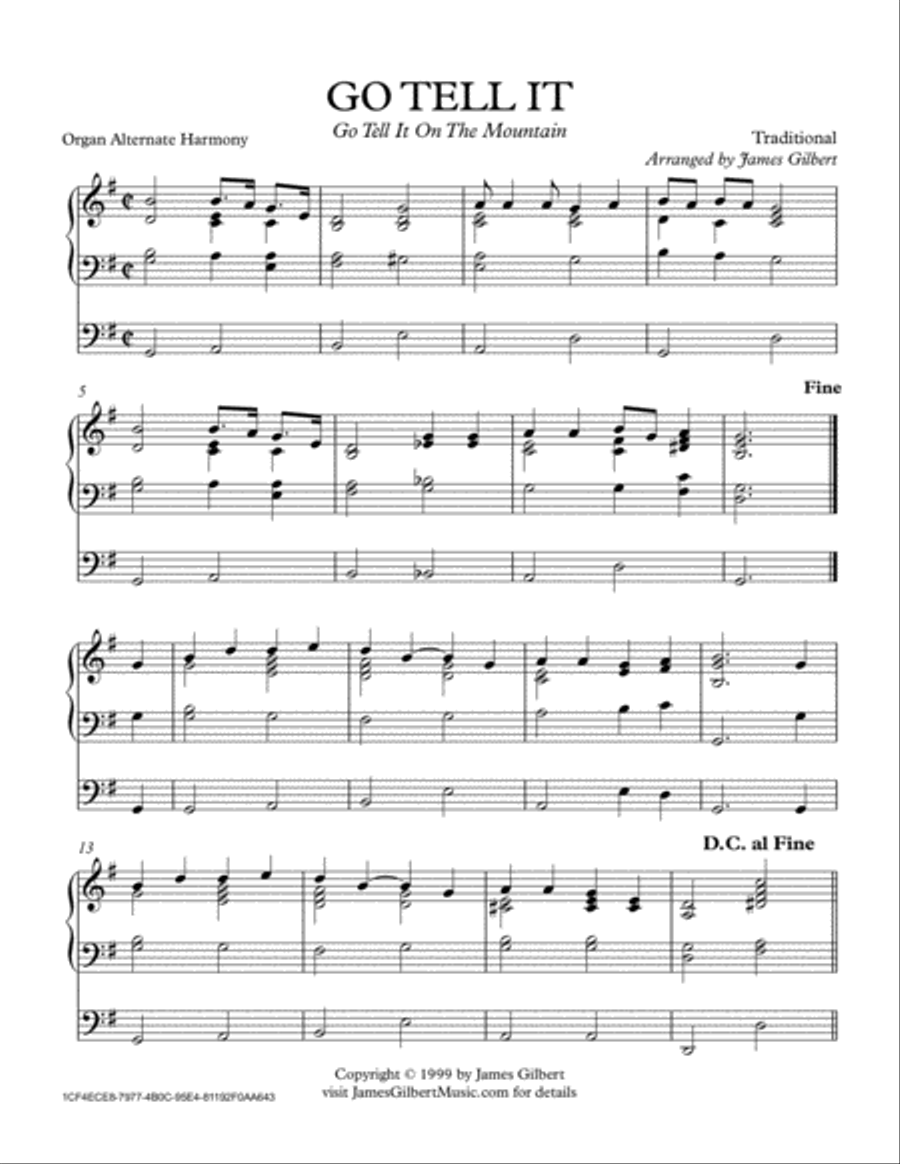 GO TELL IT (Go Tell It On The Mountain) Organ Solo scores gallery preview page 1