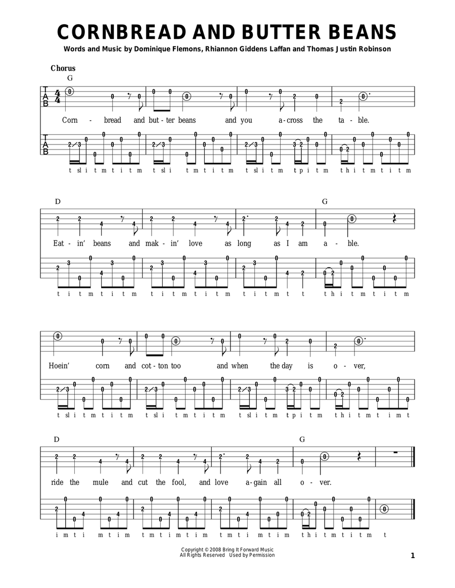Cornbread And Butter Beans Banjo scores gallery preview page 1