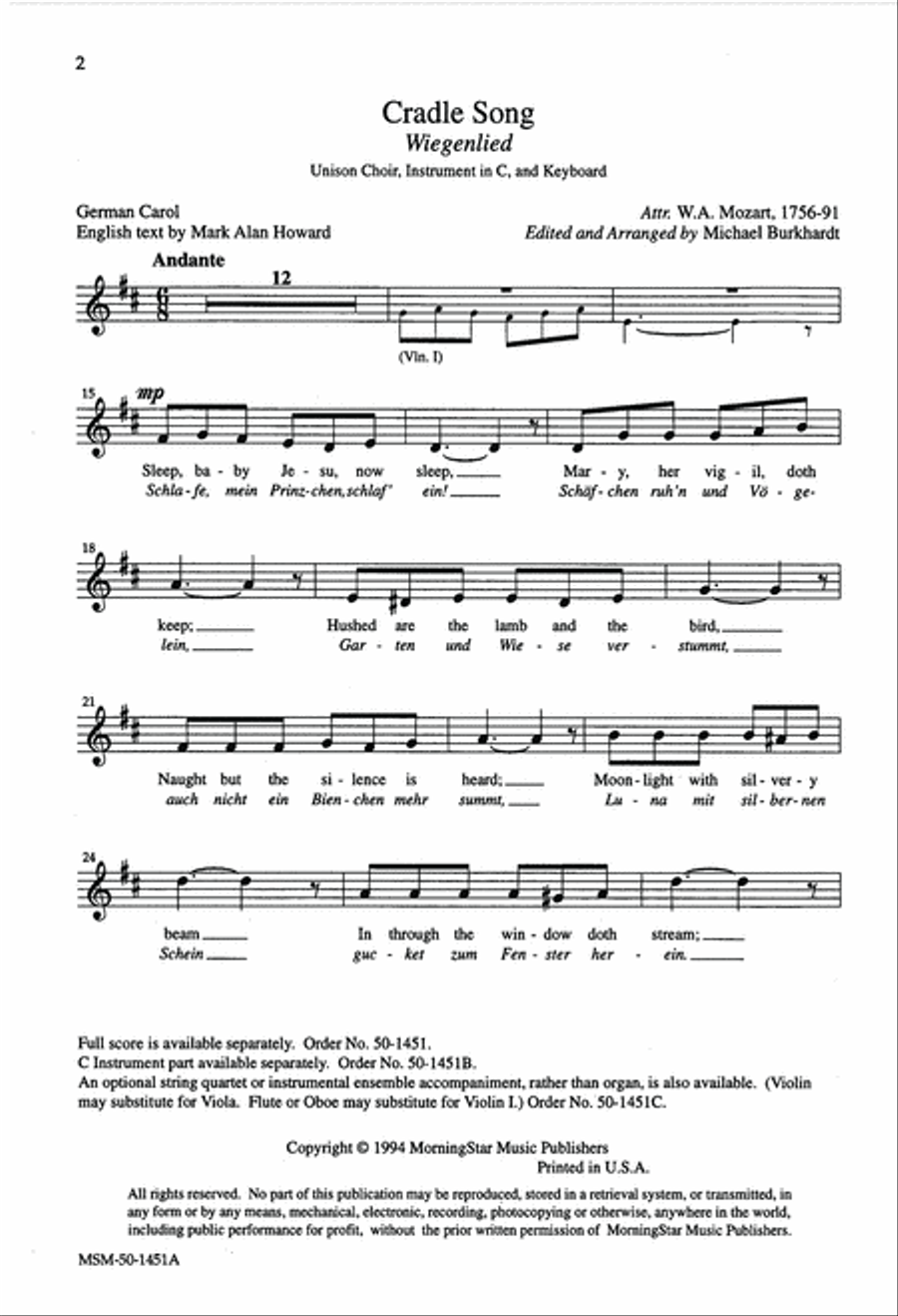 Cradle Song Cradle Song Unison Choir scores gallery preview page 2
