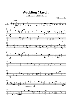 Book cover for Felix Mendelssohn - Wedding March From Midsummer Night's Dream for Violin Solo