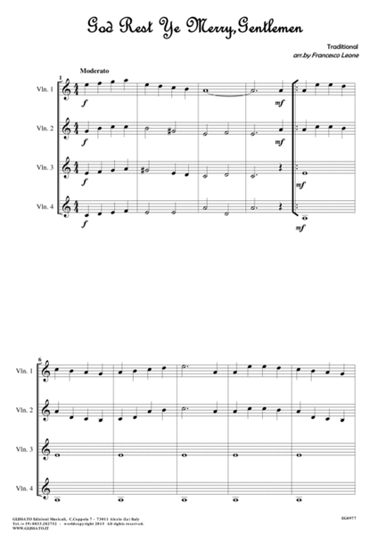10 Christmas Tunes for Violin Quartet (score) image number null
