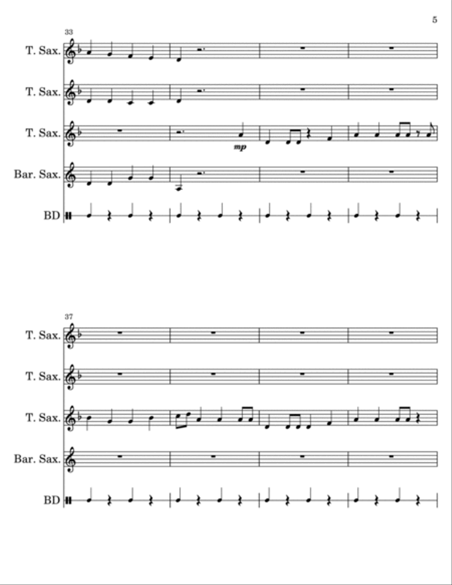 Wellerman Saxophone Quartet Saxophone Quartet scores gallery preview page 5