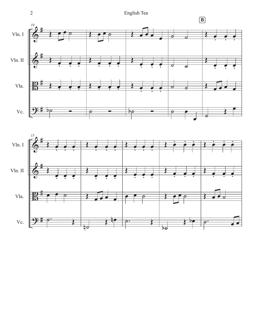 English Tea String Quartet scores gallery preview page 2