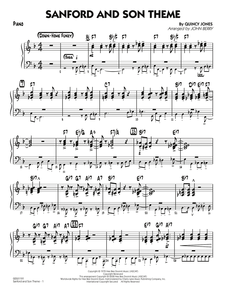 Sanford and Son Theme - Piano Jazz Ensemble scores gallery preview page 1