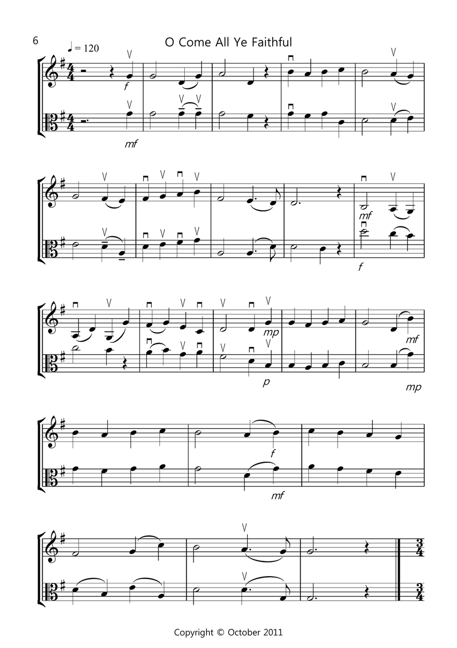 8 Easy Christmas Duets for Violin and Viola String Duet scores gallery preview page 6