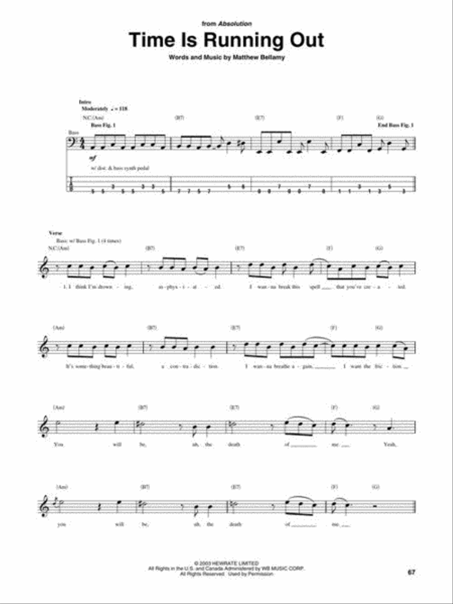 Muse – Bass Tab Collection Bass Guitar Tablature scores gallery preview page 6