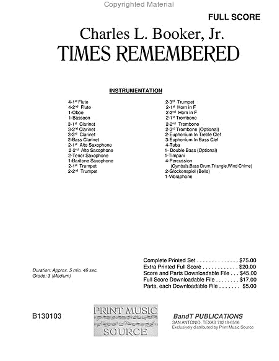 Times Remembered Times Remembered Concert Band scores gallery preview page 2