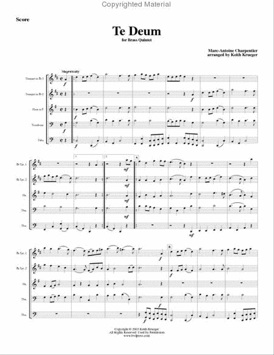 Te deum Brass Quintet scores gallery preview page 2