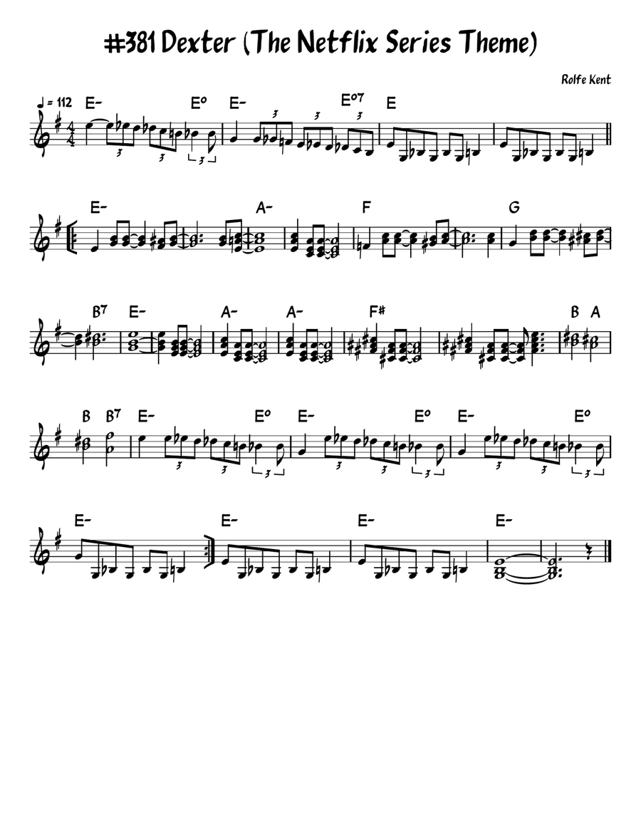 Dexter Theme Piano scores gallery preview page 1