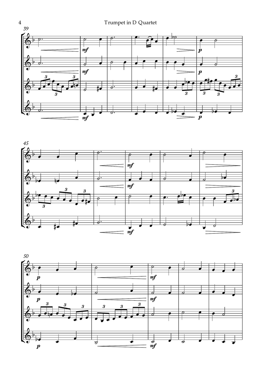 Bach Jesu, joy of man's desiring for Trumpet in D Quartet Brass Ensemble scores gallery preview page 5