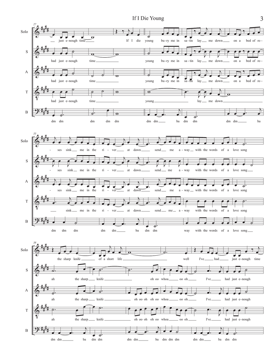 If I Die Young If I Die Young 4-Part scores gallery preview page 3