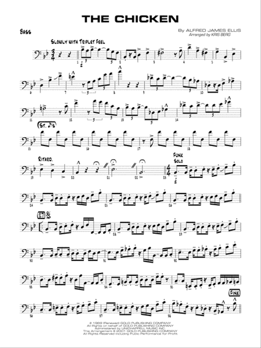 The Chicken: String Bass Jazz Ensemble scores gallery preview page 1