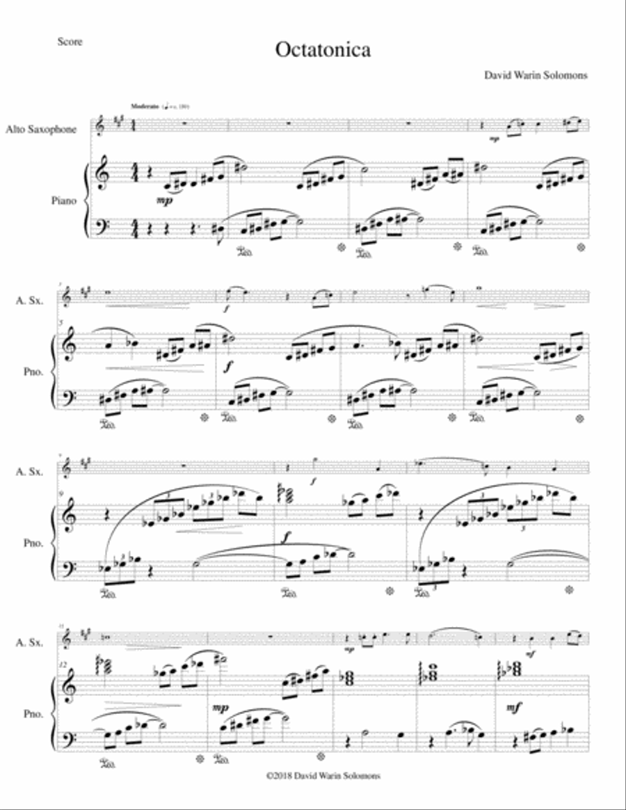 Octatonica for alto saxophone and piano Alto Saxophone scores gallery preview page 1