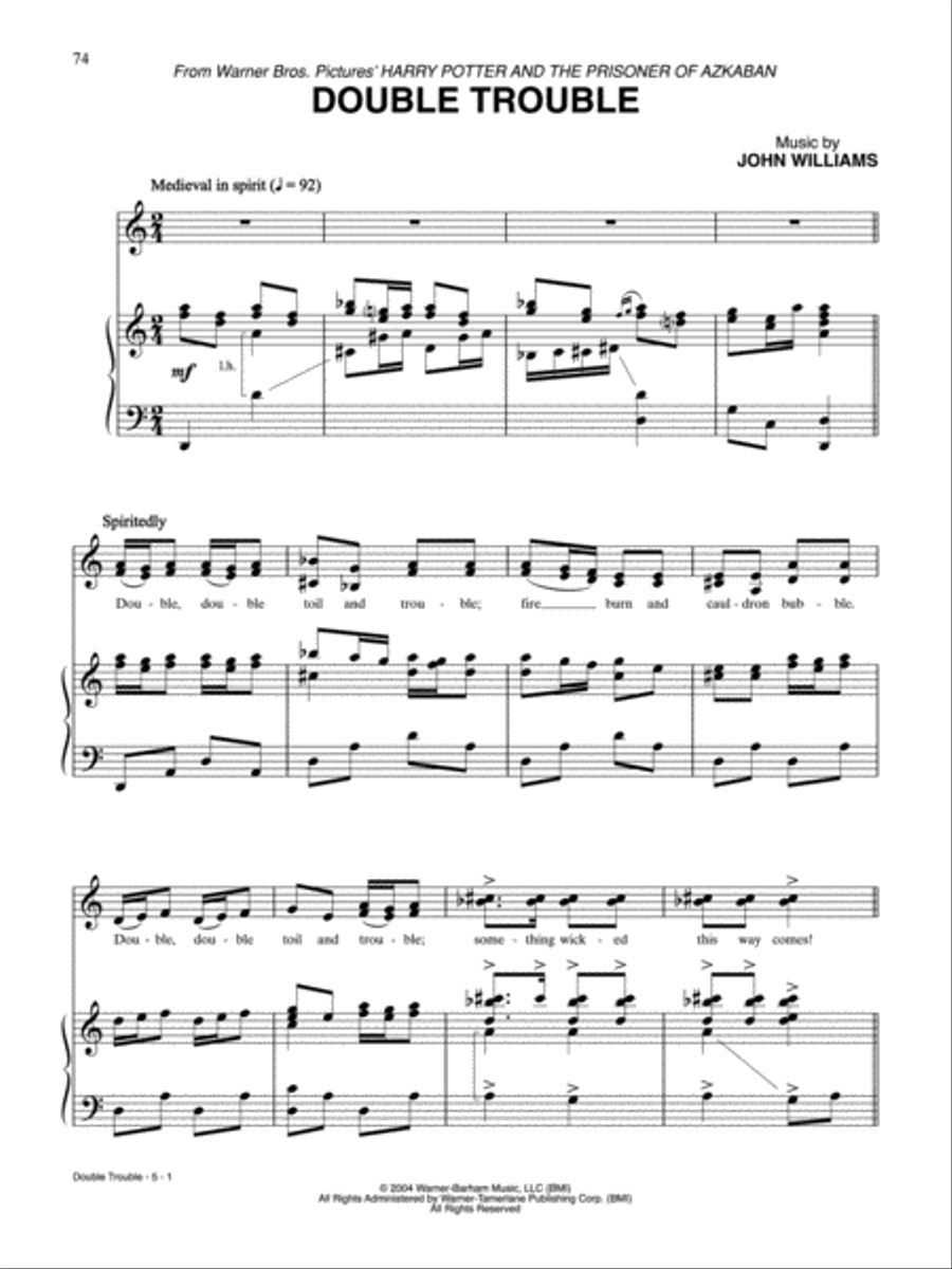 Double Trouble (from Harry Potter and The Prisoner of Azkaban) Piano, Vocal, Guitar scores gallery preview page 1