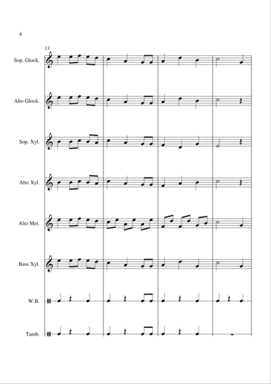 We Wish You A Merry Christmas - For Orff Ensemble Percussion Ensemble scores gallery preview page 4