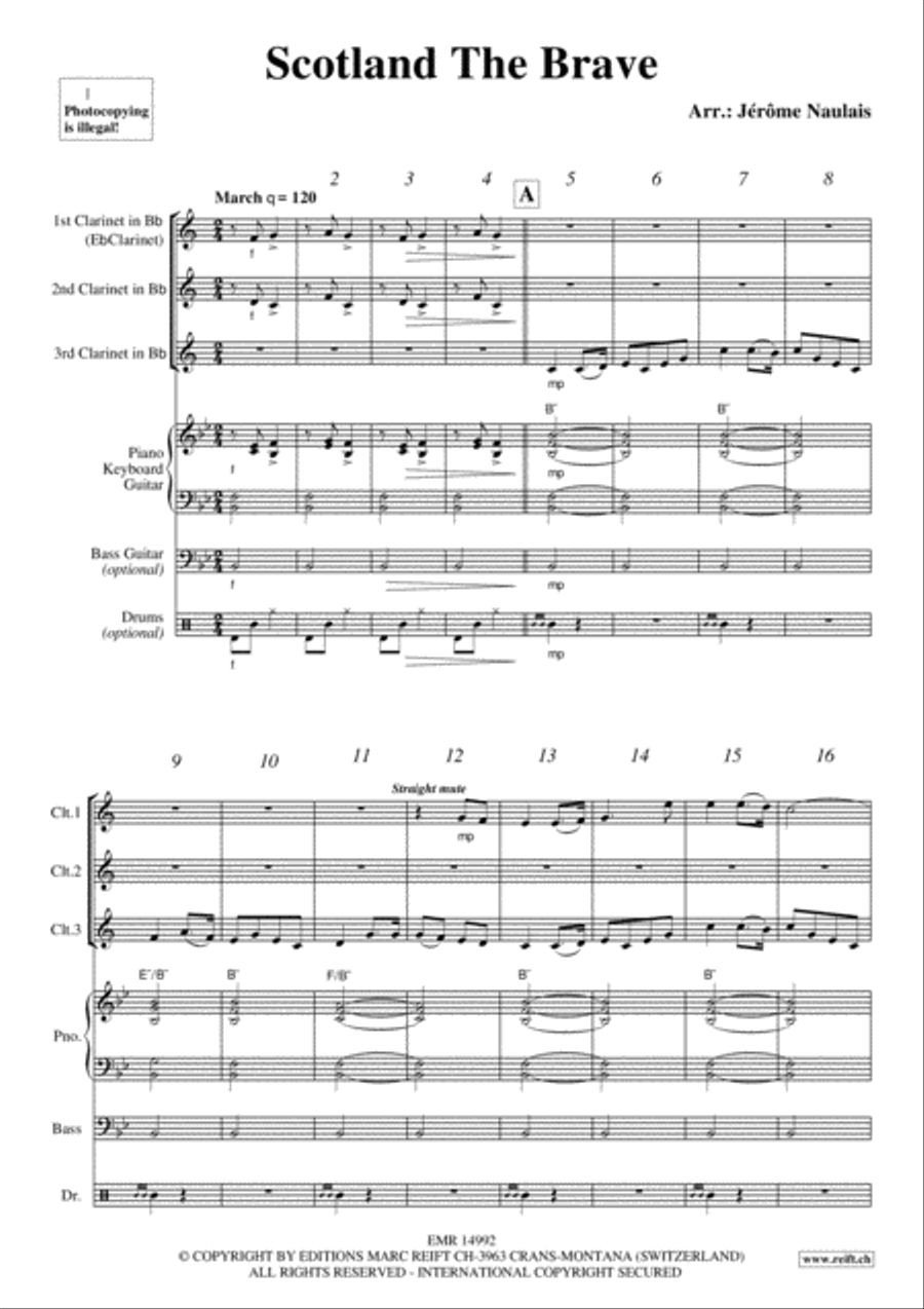 Scotland The Brave Clarinet scores gallery preview page 3