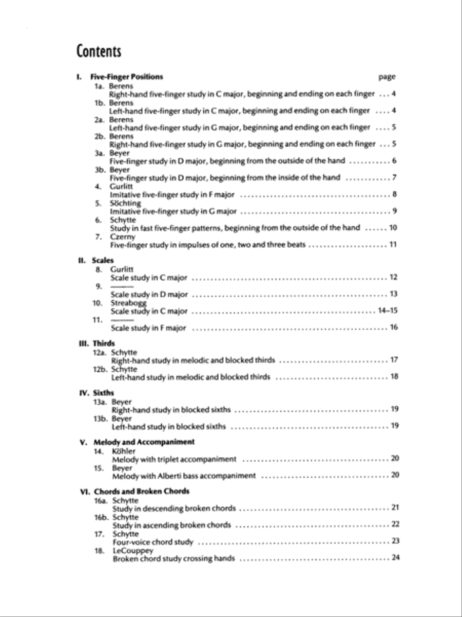 Piano Etudes for the Development of Musical Fingers, Book 1