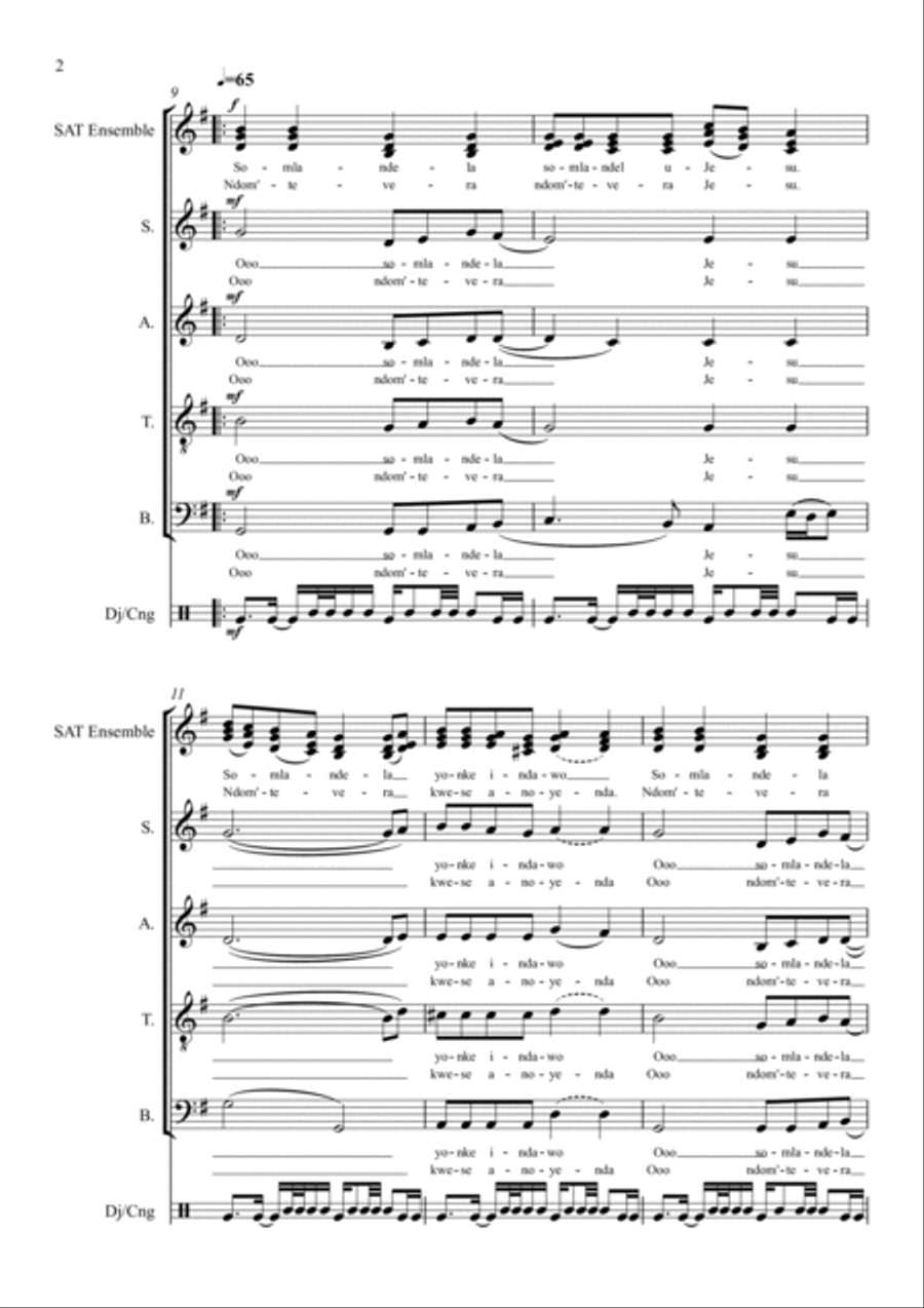 Somlandela - SATB Choir 4-Part scores gallery preview page 2