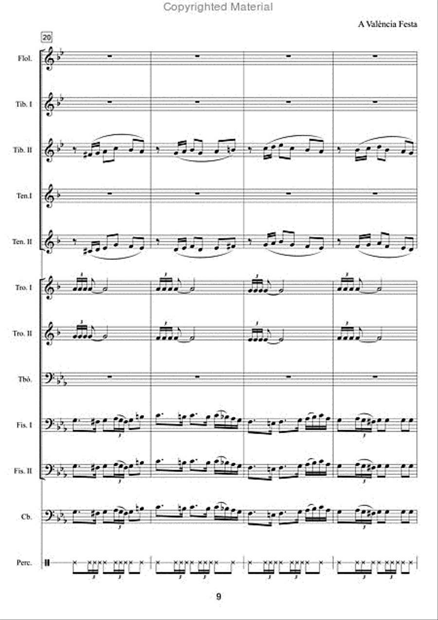 A València Festa: Ballet for Cobla, Piano and Percussion Brass Ensemble scores gallery preview page 7