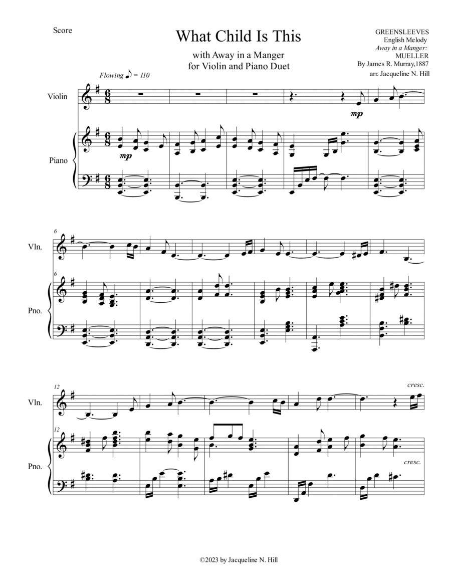 What Child is This? with Away in a Manger Score and Parts scores gallery preview page 1