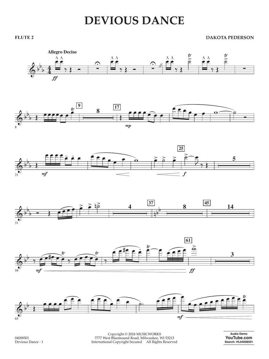 Devious Dance - Flute 2 Concert Band scores gallery preview page 1