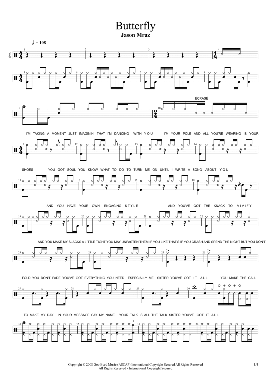 Butterfly Drum Set scores gallery preview page 1