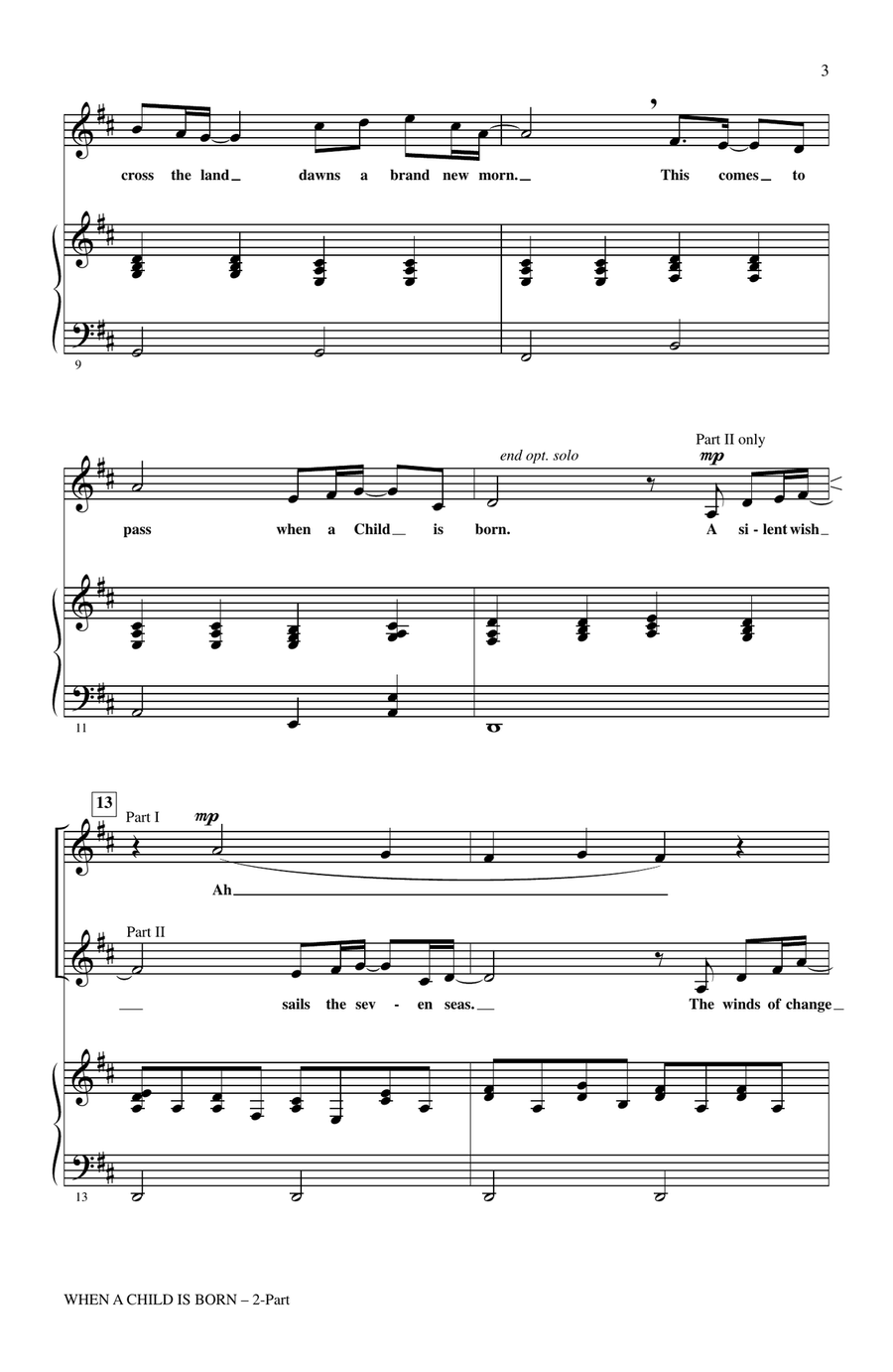 When A Child Is Born (Soleado) (arr. Audrey Snyder) 2-Part scores gallery preview page 2
