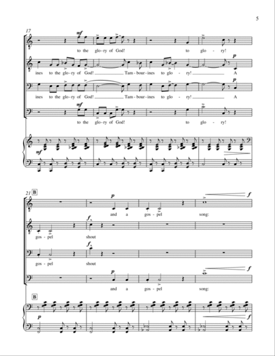 Tambourines from Harlem Songs TTBB scores gallery preview page 5