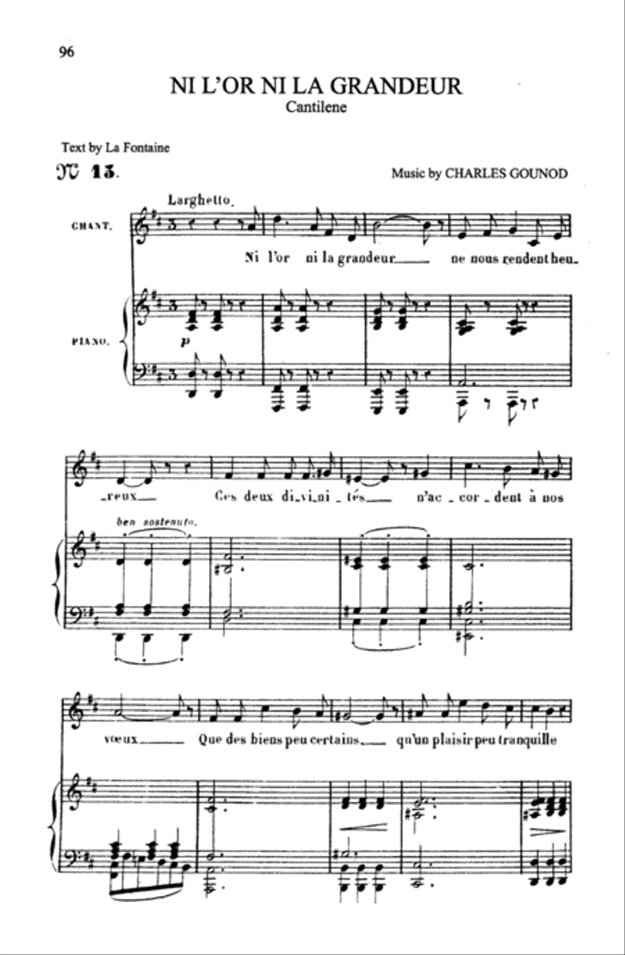 Gounod: Songs, Volume I, Medium Voice (French) Medium Voice scores gallery preview page 1