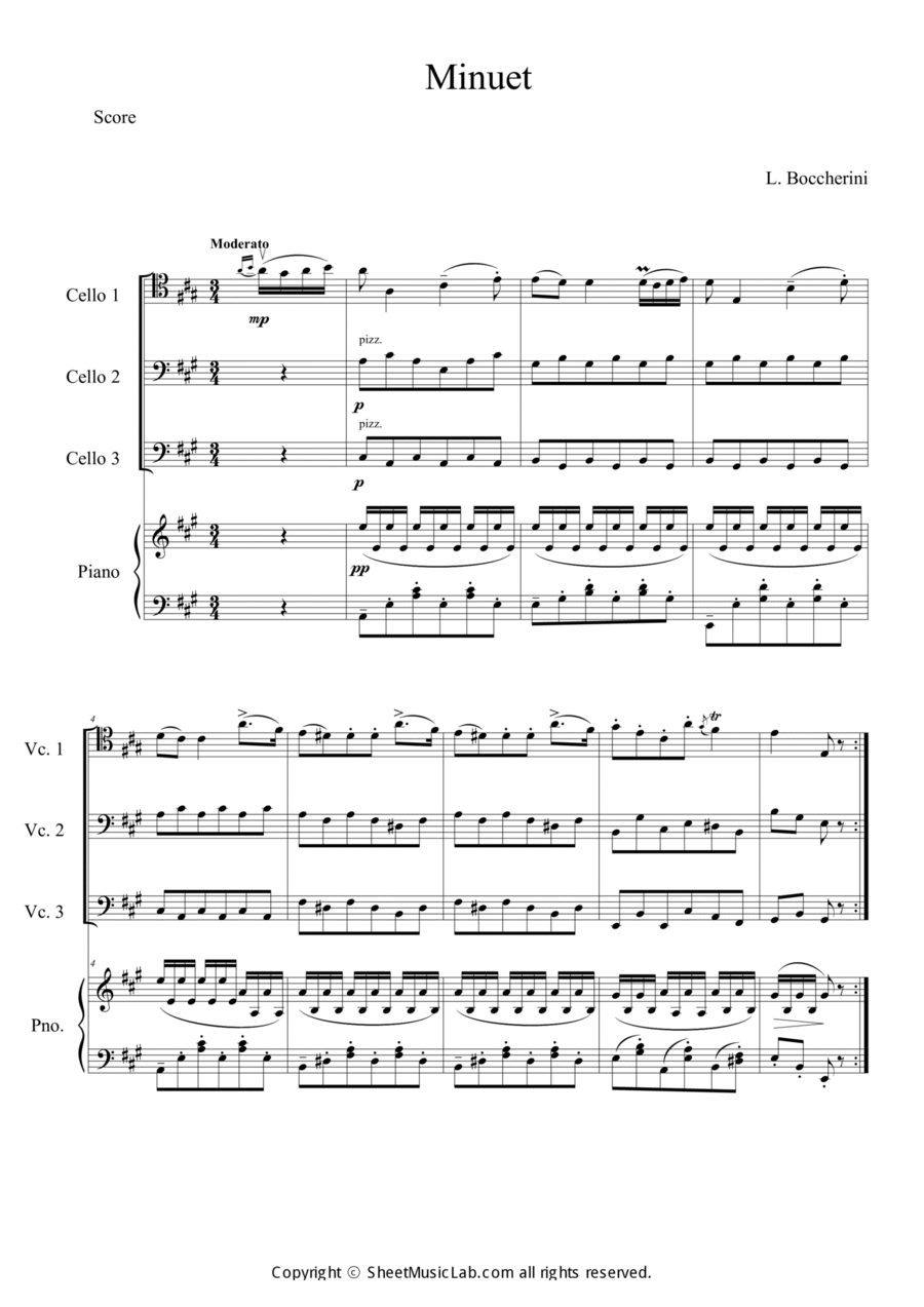 Minuet Piano Quartet scores gallery preview page 1