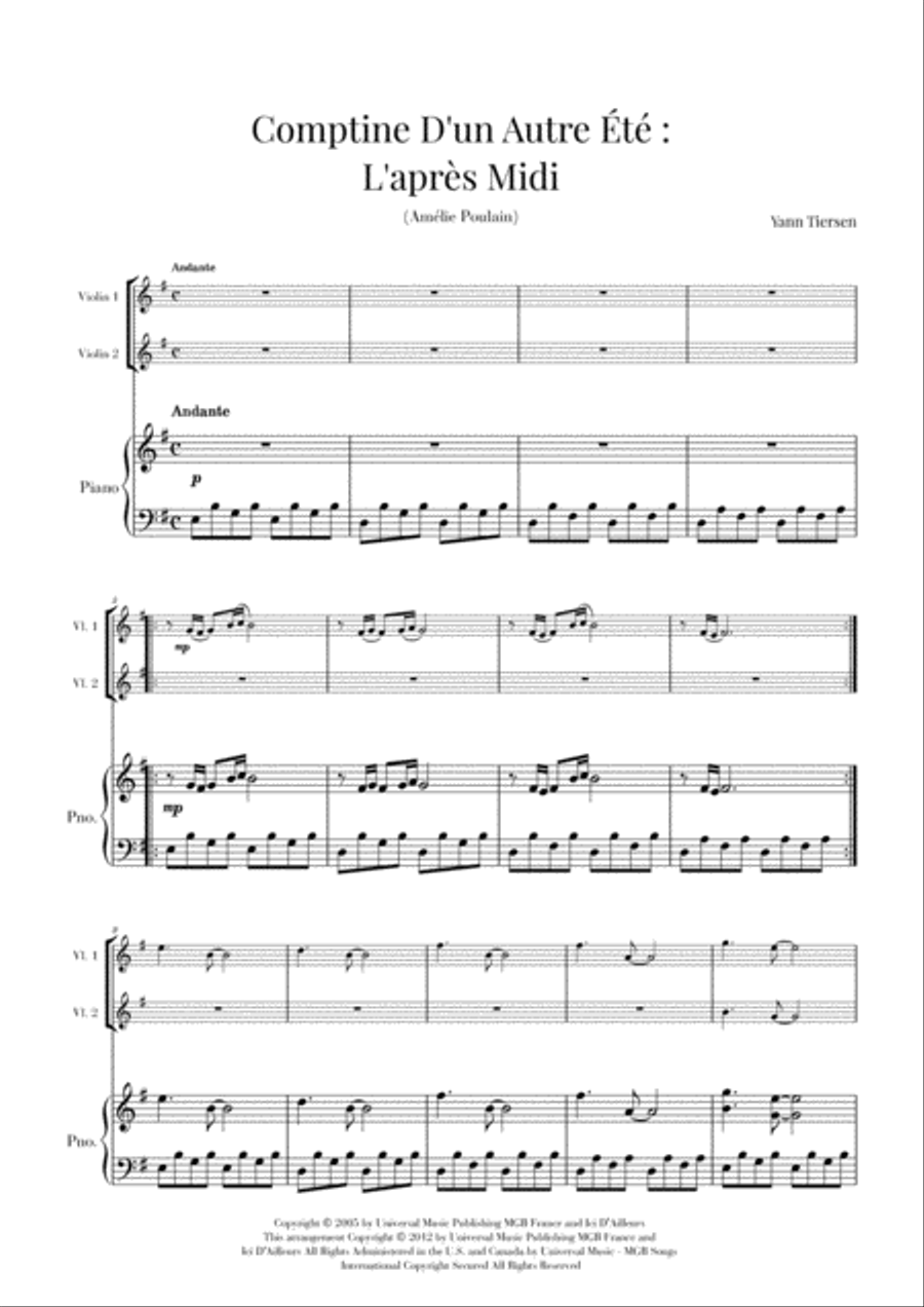 Comptine D'un Autre Été: L'après-midi Small Ensemble scores gallery preview page 1