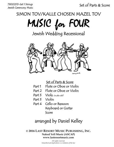 Simon Tov/Kalle Chosen Mazel Tov for String Quartet (3 Violins & Cello) or Piano Quintet