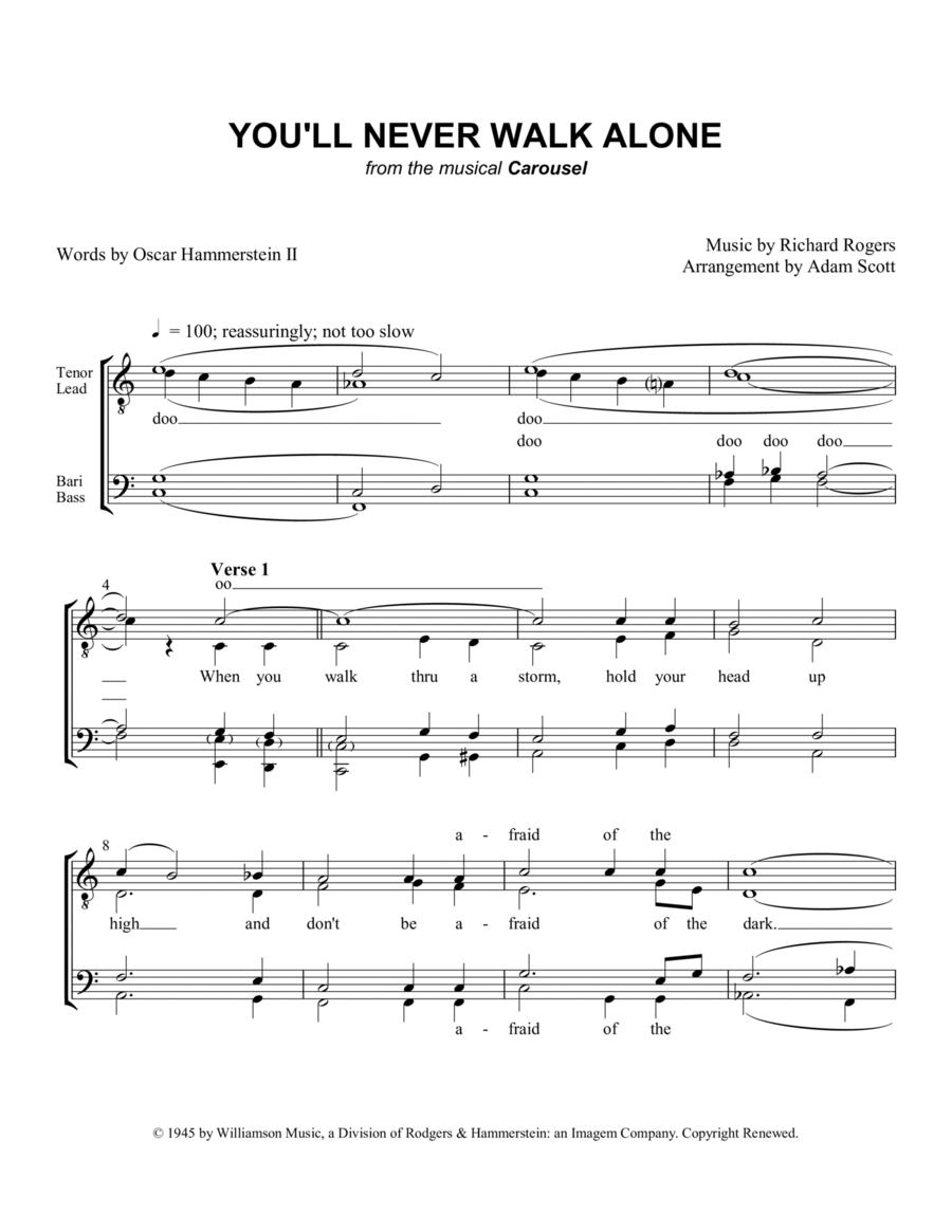 You'll Never Walk Alone TTBB scores gallery preview page 1