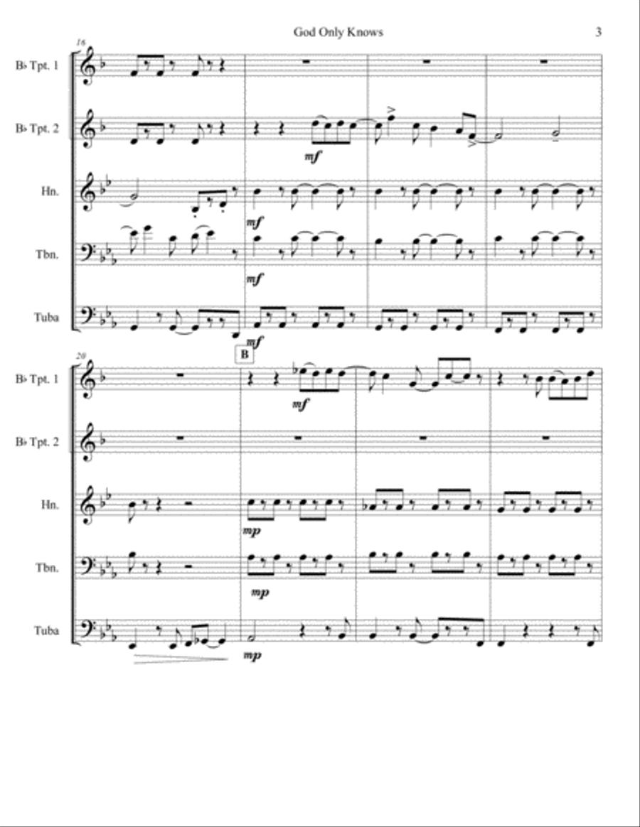 God Only Knows Brass Ensemble scores gallery preview page 3