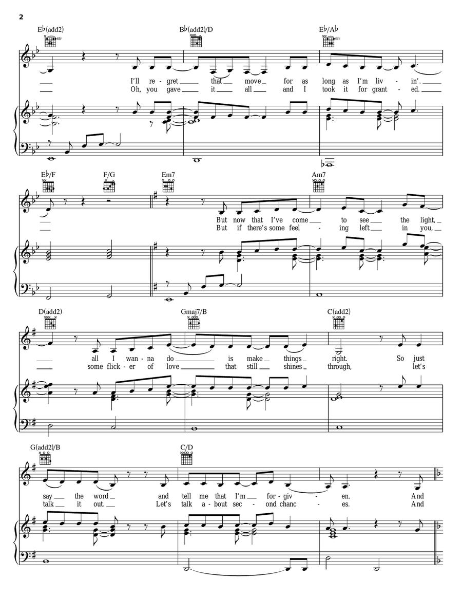 Never Gonna Let You Go Piano, Vocal, Guitar scores gallery preview page 2