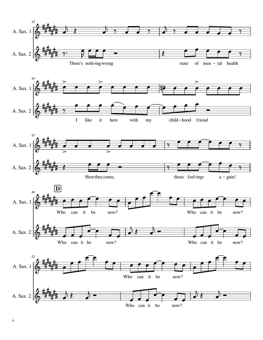 Who Can It Be Now? Woodwind Ensemble scores gallery preview page 4