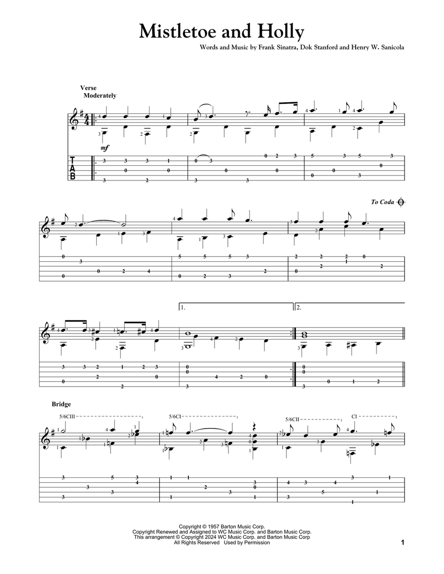 Mistletoe And Holly Mistletoe And Holly Electric Guitar scores gallery preview page 1