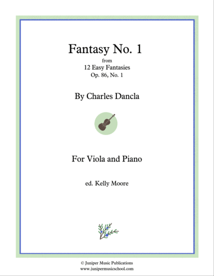 Fantasy No. 1 from 12 Easy Fantasies for Viola and Piano Piano Accompaniment scores gallery preview page 1