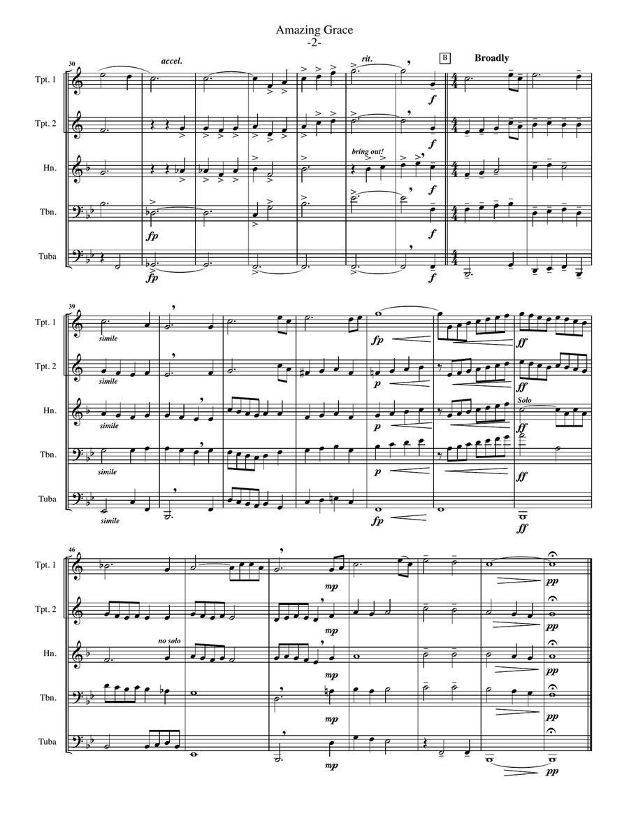 Amazing Grace for Brass Quintet Brass Quintet scores gallery preview page 3